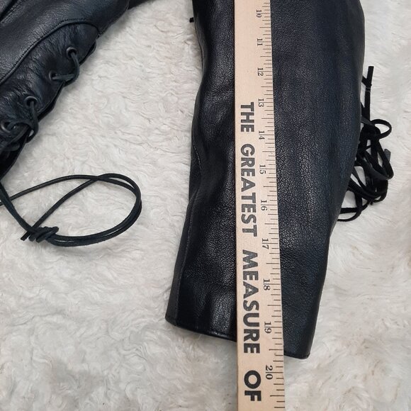 Barney's Women's Black Leather Fringe Inlayed Suede Red Roses Jacket Biker Siz M - Picture 6 of 12